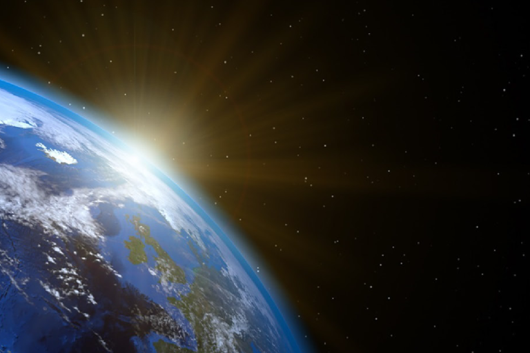 Image of Earth from space with a graphic overlay titled "Earth Radiation Budget: Essential Climate Variable (ECV) Factsheet" and logos of WMO, IOC, ISC, and UN Environment.