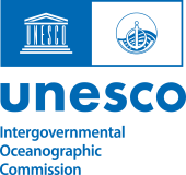 UNESCO Intergovernmental Oceanographic Commission logo with blue text and icons, including the UNESCO emblem and a stylized boat on water.