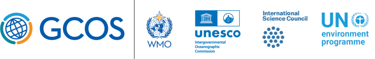 Logos of GCOS, WMO, UNESCO IOC, International Science Council, and UN Environment Programme displayed in a row.