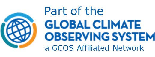 Logo with a globe icon. Text reads: "Part of the Global Climate Observing System, a GCOS Affiliated Network.